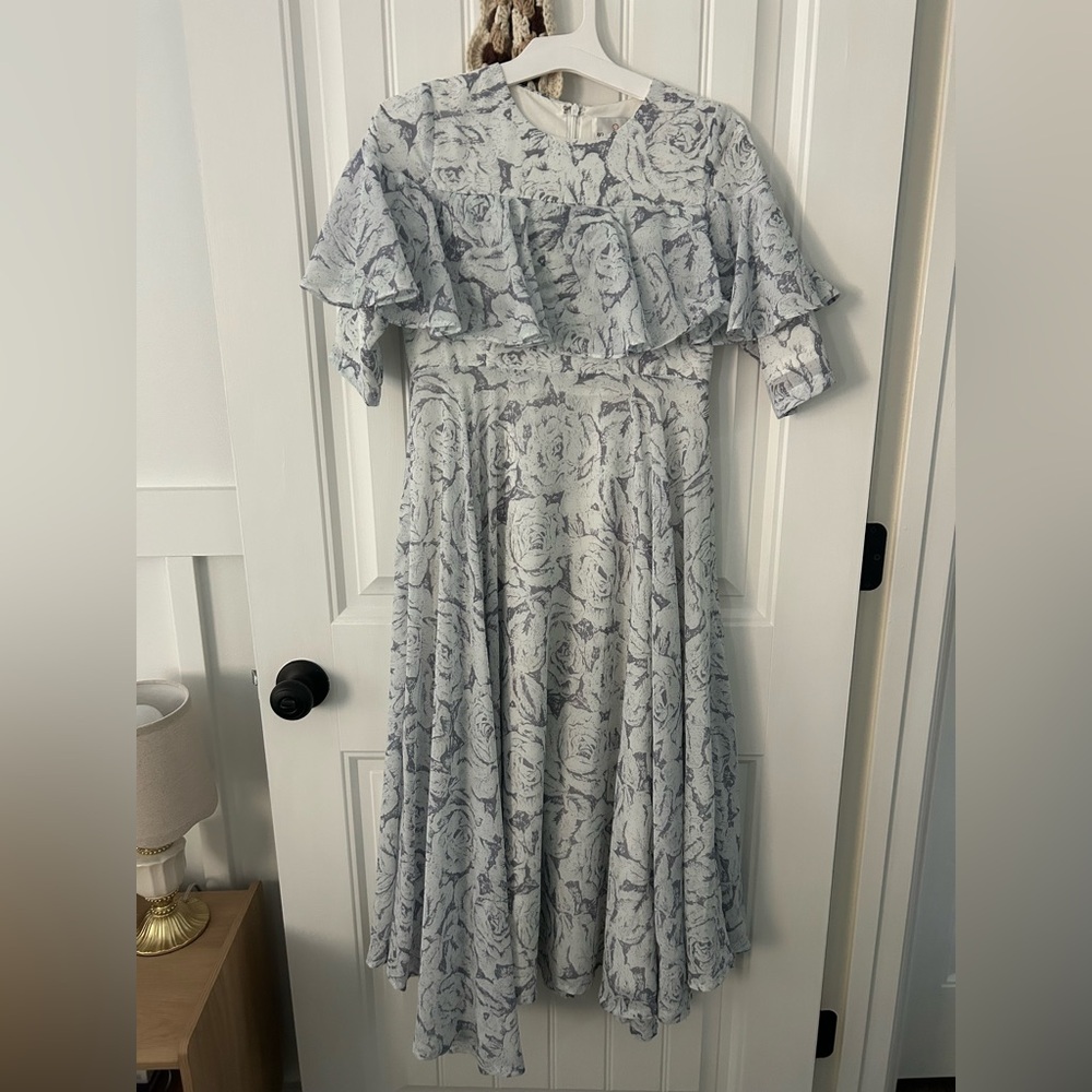Dainty Jewells Gray Floral Kids Formal Dress